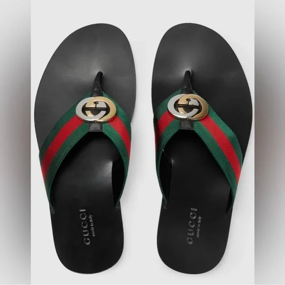 Brand New Men’s Gucci Thongs Slide Sandals. Leather Insoles and Bottoms Size 14 - Picture 8 of 11